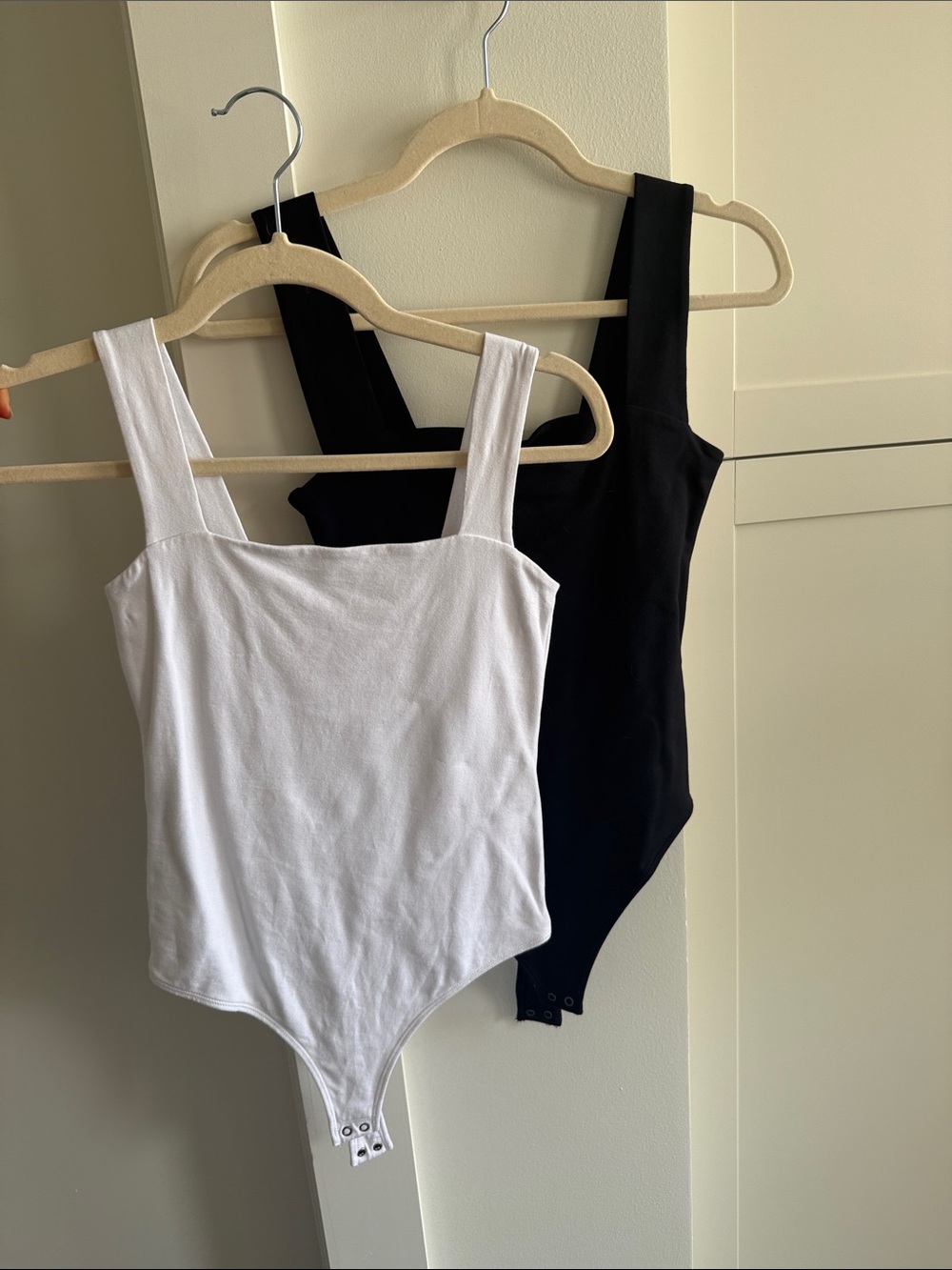Abercrombie & Fitch Square-Neck Bodysuits in White and Black
